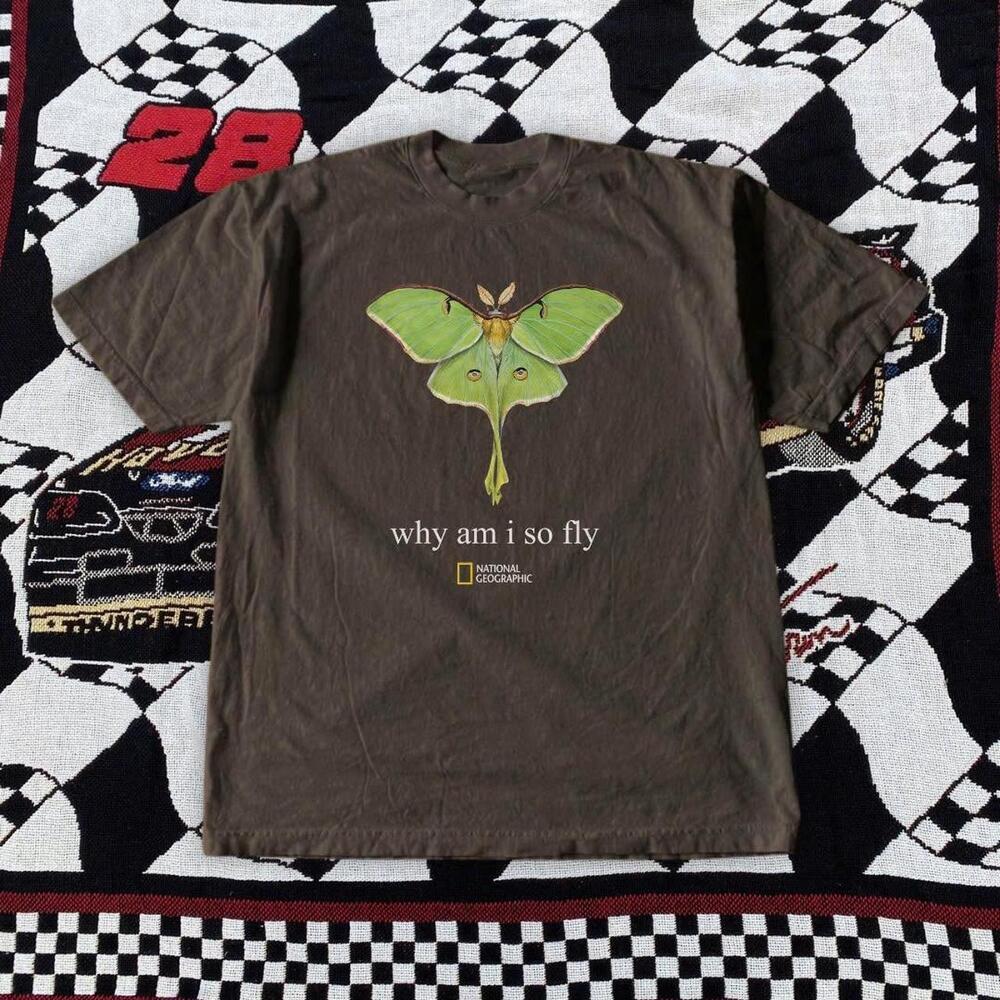 Brown National Geographic Nature T-Shirt With Green Moth